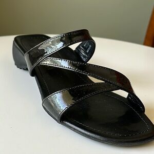 Paul Green Patent Slides Sandals Open Square Toe Made in Austria Size Us 6 *Flaw
